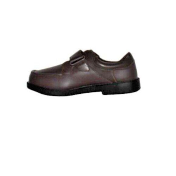 Dr Max Comfort Loafers Hook & Loop Round Toe Brown Leather Men's Size 10 - Picture 4 of 9